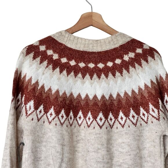 Aspen women's fair isle cardigan brown long sleeves size M - Picture 8 of 10
